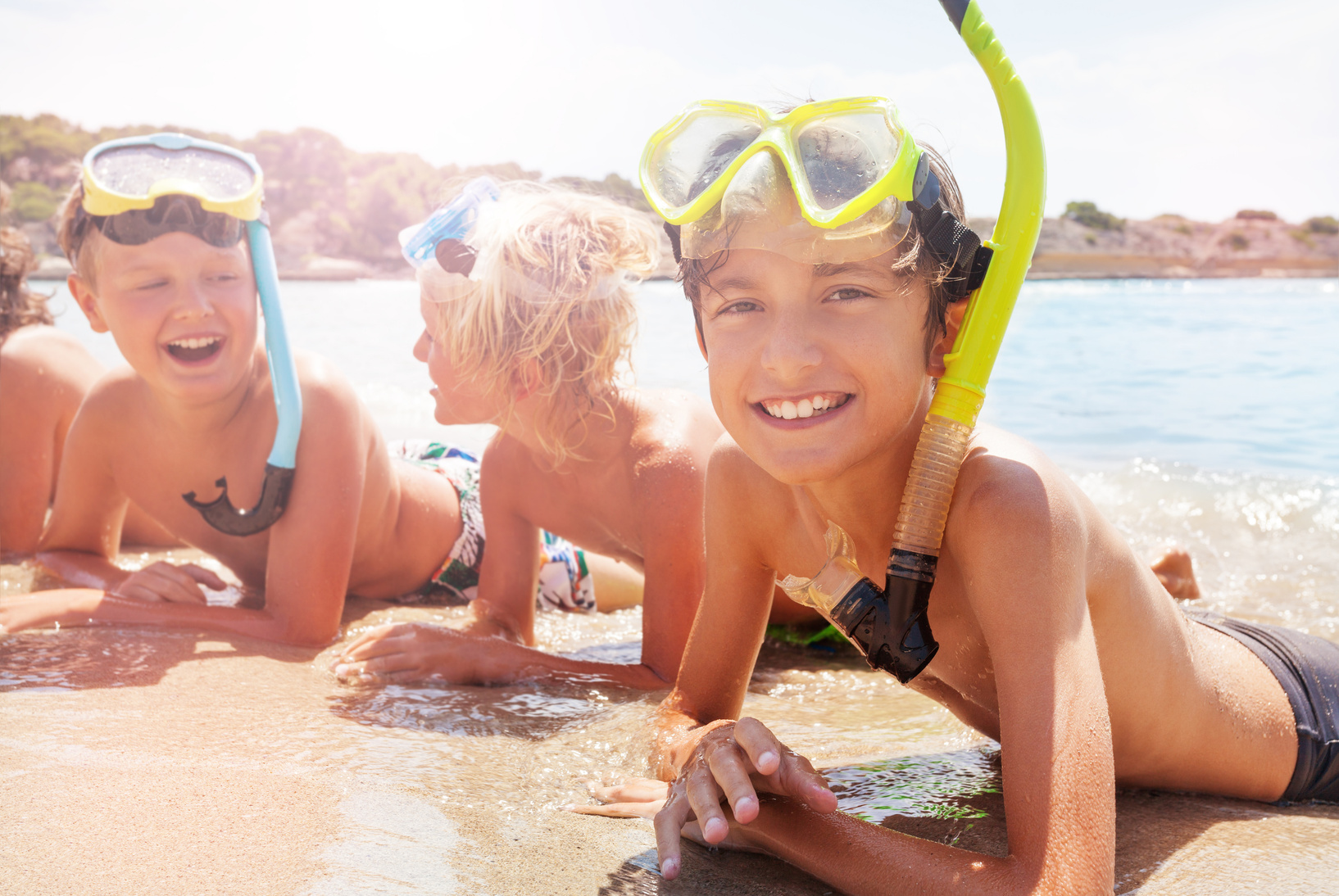 Group of Laughing Kids in Scuba Mask  